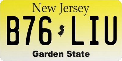 NJ license plate B76LIU