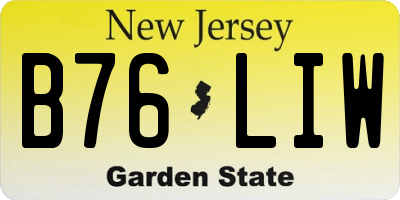 NJ license plate B76LIW