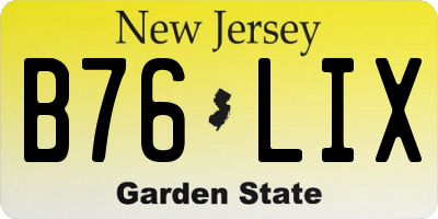 NJ license plate B76LIX