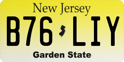 NJ license plate B76LIY
