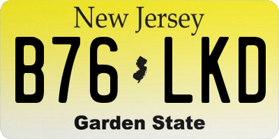 NJ license plate B76LKD