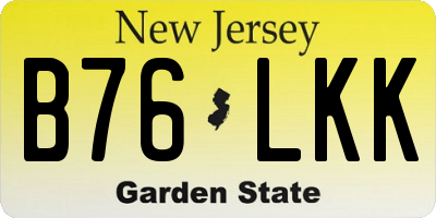 NJ license plate B76LKK