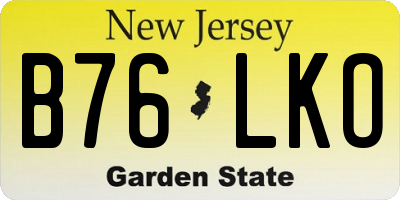 NJ license plate B76LKO
