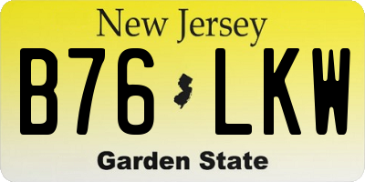 NJ license plate B76LKW