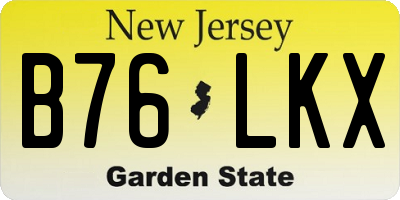 NJ license plate B76LKX
