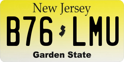 NJ license plate B76LMU