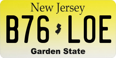 NJ license plate B76LOE