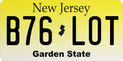 NJ license plate B76LOT