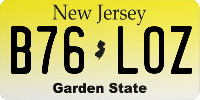 NJ license plate B76LOZ