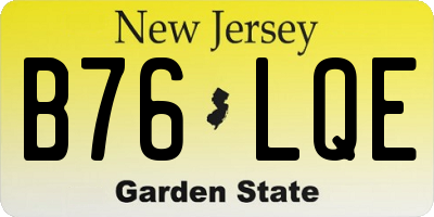 NJ license plate B76LQE