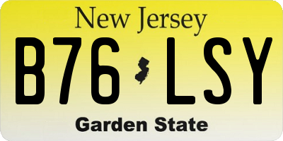 NJ license plate B76LSY