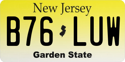 NJ license plate B76LUW