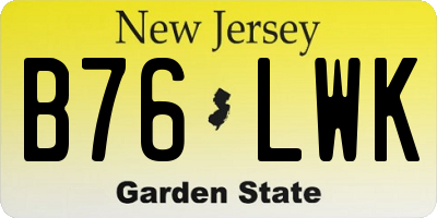 NJ license plate B76LWK