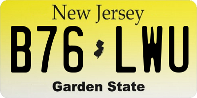 NJ license plate B76LWU