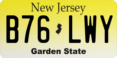 NJ license plate B76LWY
