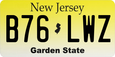 NJ license plate B76LWZ