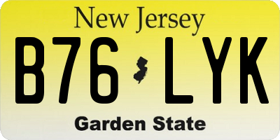 NJ license plate B76LYK