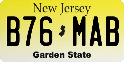 NJ license plate B76MAB