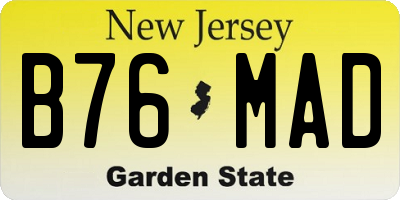 NJ license plate B76MAD