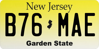 NJ license plate B76MAE