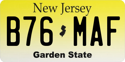 NJ license plate B76MAF