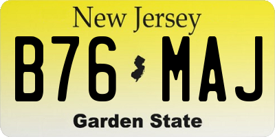 NJ license plate B76MAJ