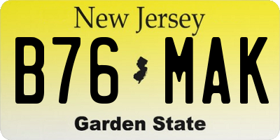NJ license plate B76MAK