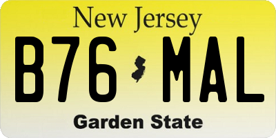 NJ license plate B76MAL