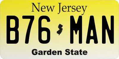 NJ license plate B76MAN