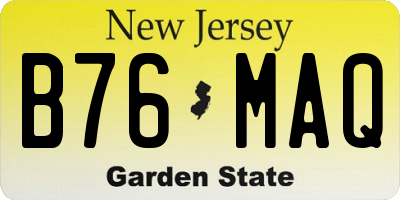 NJ license plate B76MAQ