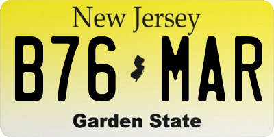 NJ license plate B76MAR