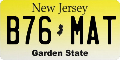 NJ license plate B76MAT