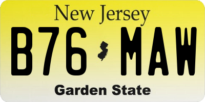 NJ license plate B76MAW