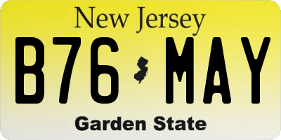 NJ license plate B76MAY