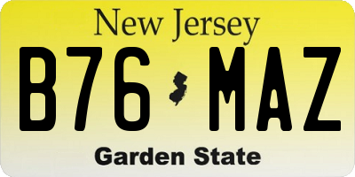 NJ license plate B76MAZ