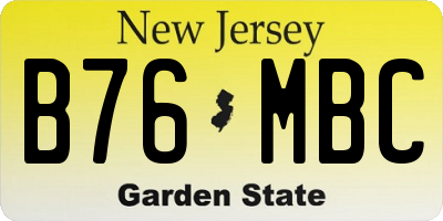 NJ license plate B76MBC