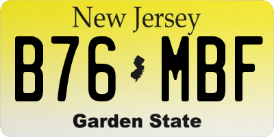NJ license plate B76MBF
