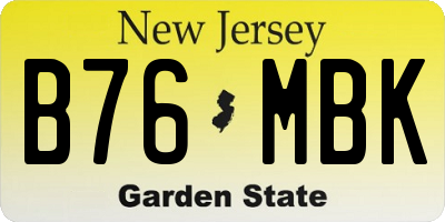 NJ license plate B76MBK