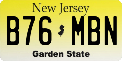 NJ license plate B76MBN