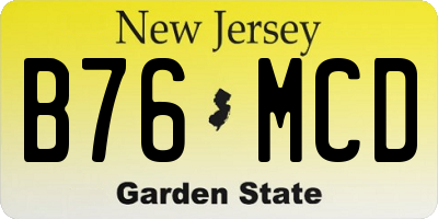 NJ license plate B76MCD