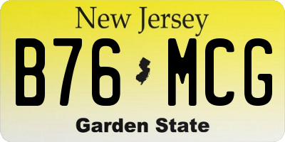 NJ license plate B76MCG