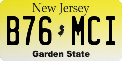 NJ license plate B76MCI
