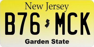 NJ license plate B76MCK