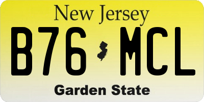 NJ license plate B76MCL