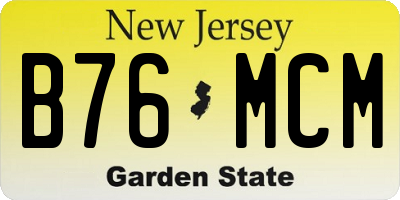 NJ license plate B76MCM