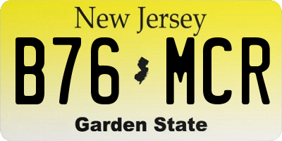 NJ license plate B76MCR