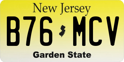 NJ license plate B76MCV