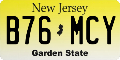 NJ license plate B76MCY