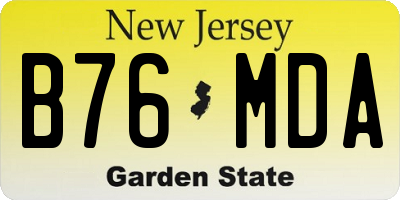 NJ license plate B76MDA