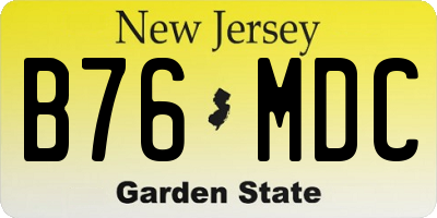 NJ license plate B76MDC